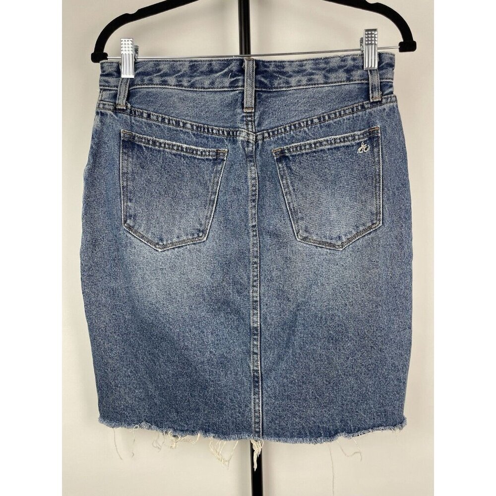 Sam Edelman Medium Blue Wash‎ The Riley Asymmetrical Raw Hem Denim Jean Skirt 29 - Picture 3 of 7